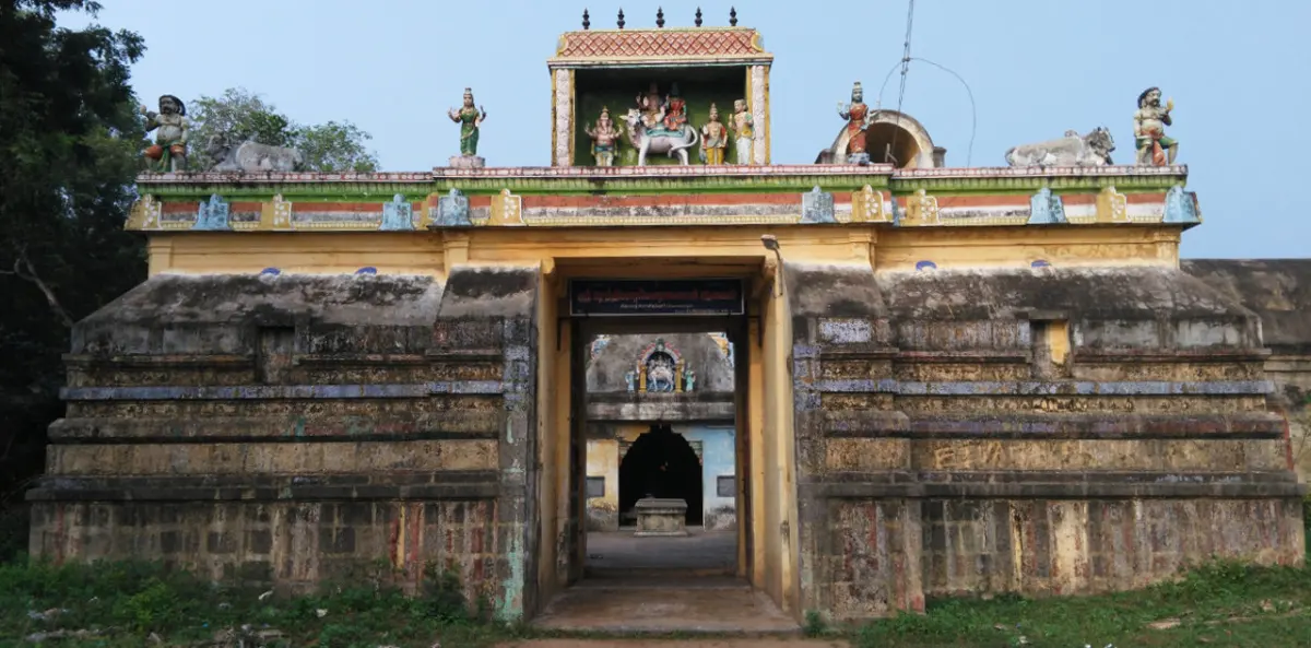 The entrance arch of the east-facing temple