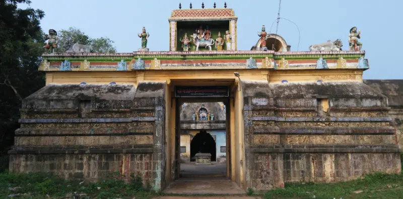 The entrance arch of the east-facing temple