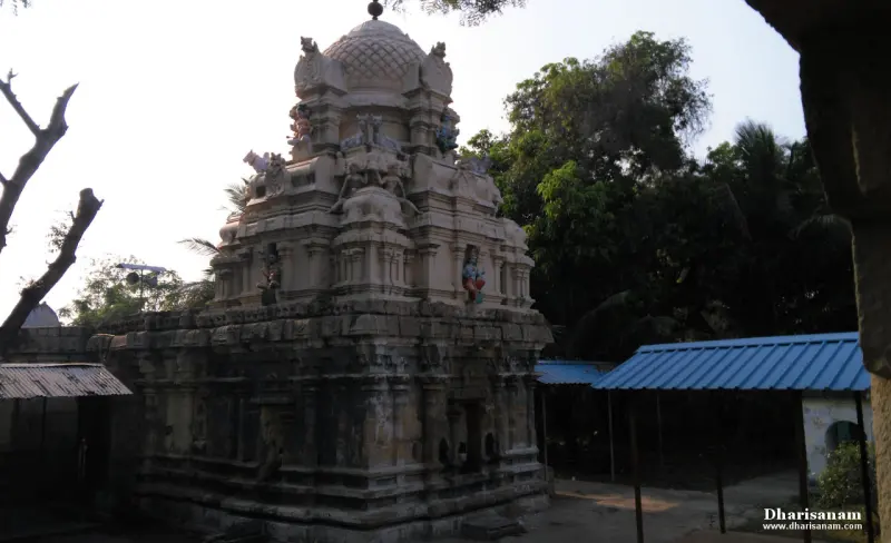 A stone tower with stucco figures rising above the trees
